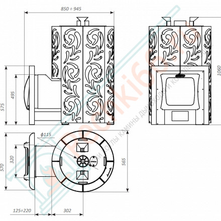 Печь для бани Violet World Steel Romb Long Window Max Pro (Grill’D)