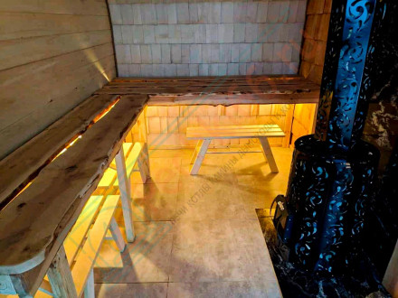 Дровяная банная печь Grill'D Violet Long Window Max (Камень колотый 100 кг)