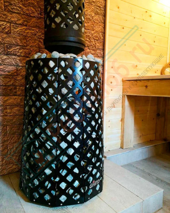 Дровяная банная печь Grill'D Violet Long Window Max (Камень колотый 100 кг)