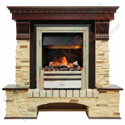 Каминокомплект электрический Pierre Luxe угловой - Темный дуб / Сланец (Высота 1050мм) с очагом Cavendish (Dimplex)