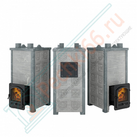 Печь для бани Эверест "Легкий пар Профи" в облицовке Талькохлорит, Резная (3 стороны) S-50 мм (Everest)