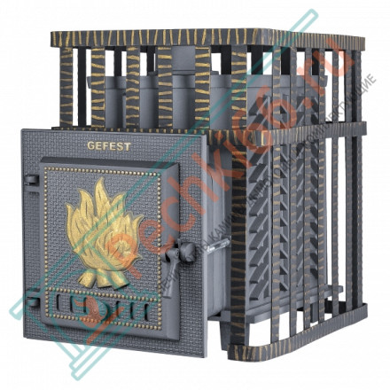 Чугунная печь для бани Гефест GFS ЗК 18 в сетке (ТехноЛит)