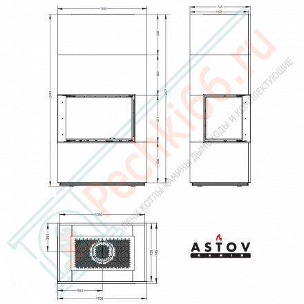 Печь-камин Aplit П2С 8457 R (Астов)