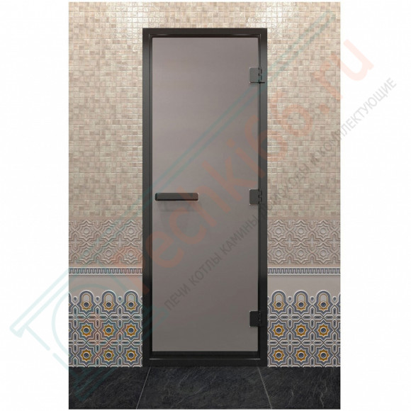Дверь для хамама в черном профиле, сатин 2000x700 мм (DoorWood) в Перми