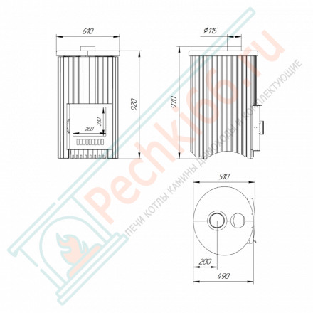 Печь для бани УЮТ-25 "Окаменевшее дерево наборный" (Ферингер)