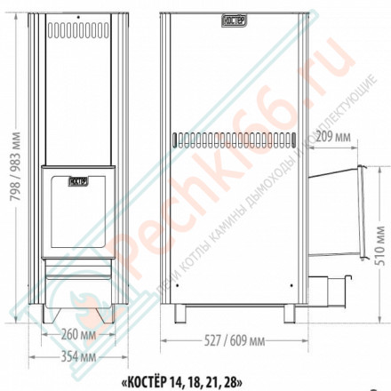 Печь для бани Костёр 18, дверца со стеклом (Костёр) до 18 м3
