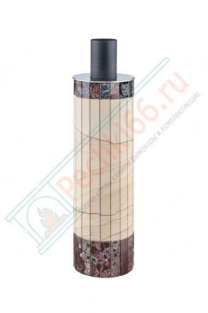 Дымоход с регистром Окаменевшее дерево перенесённый рисунок + Россо Леванте, d-115, L=1000 мм (Feringer)