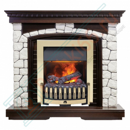 Электрический Каминокомплект Glasgow - Темный дуб / Белый с очагом Danville Brass FB2